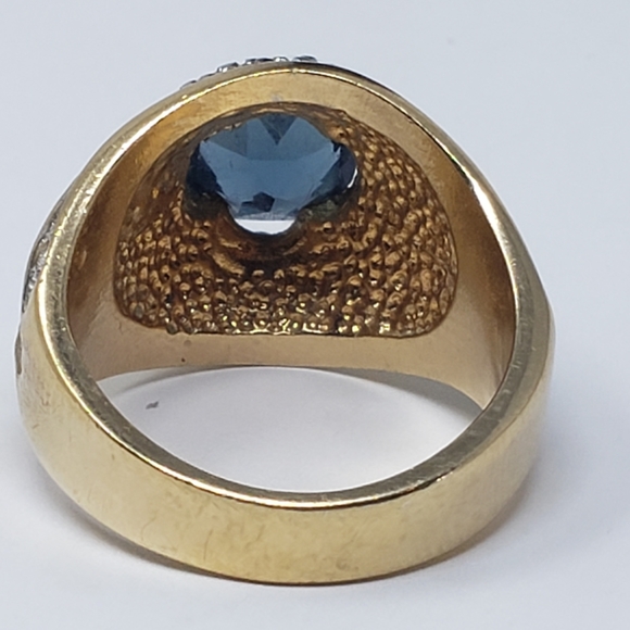 14K GE blue & clear crystal dome ring - Picture 4 of 10